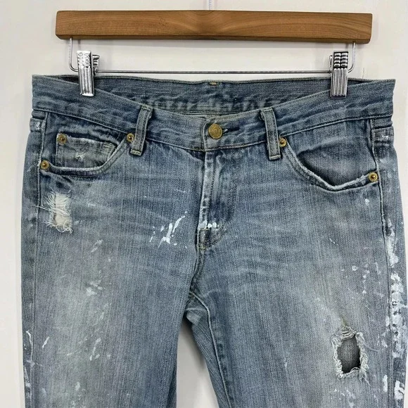 Seven 7 For All Mankind Jeans Women's 29 Blue Flared Distressed Grunge‎ Vintage - Picture 4 of 12